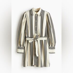 H&M Tie-belt Shirt Dress in beige